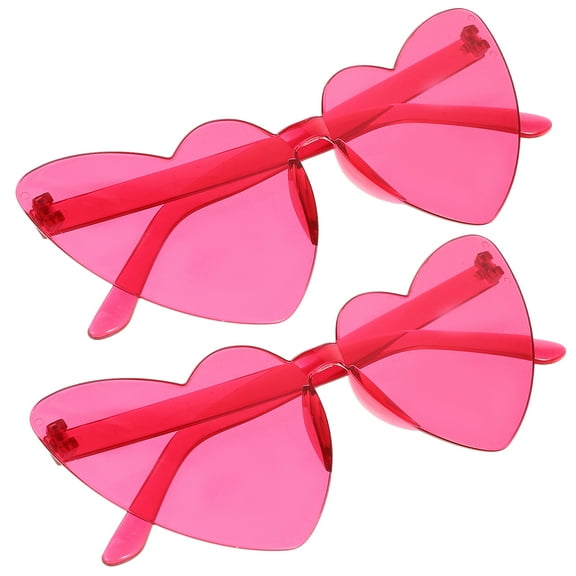 ifundom 2Pcs Rosy Heart Shape Rimless Sunglasses Lightweight Pc Frames for Party Use