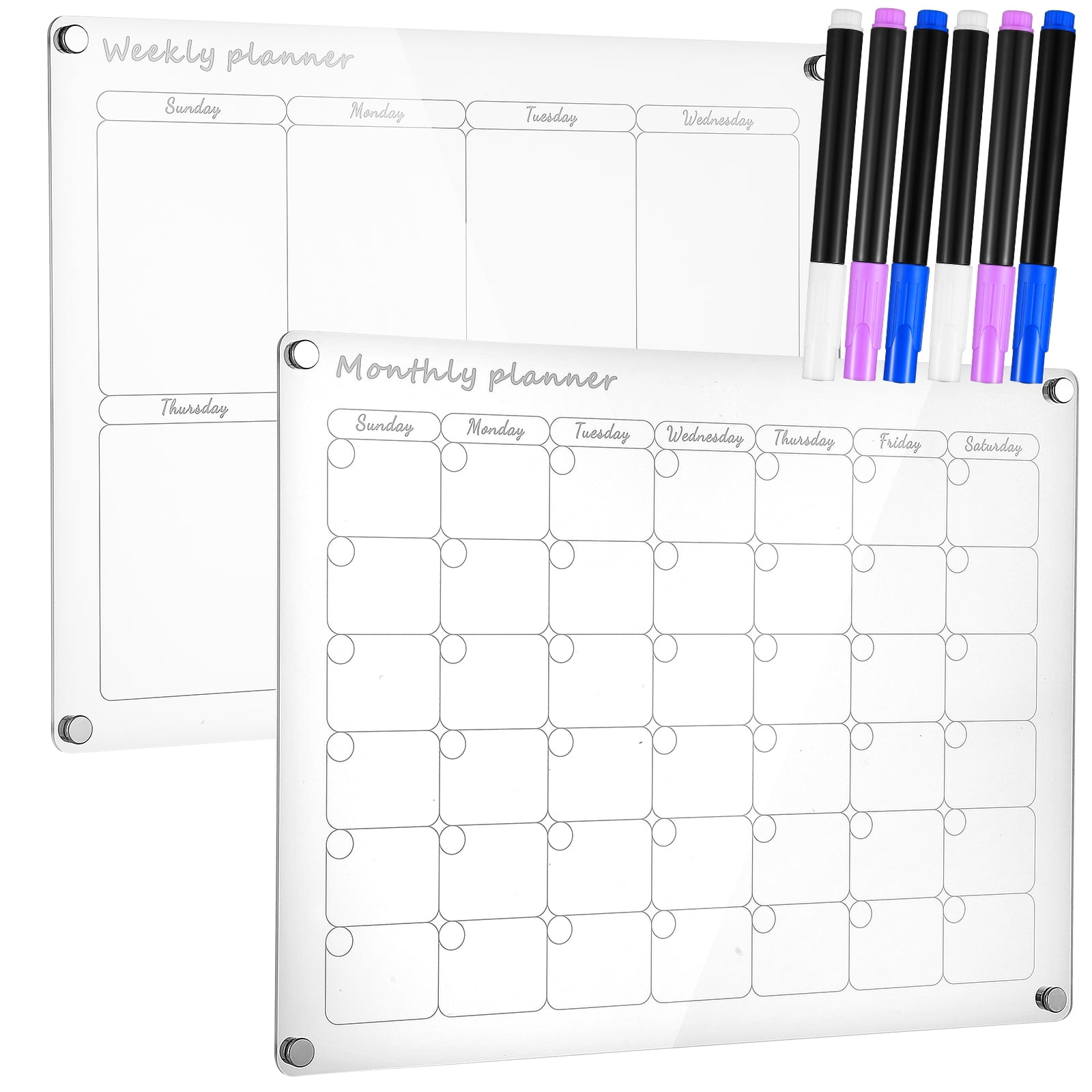 Ibasenice 2 pcs fridge clear boards monthly and weekly planning