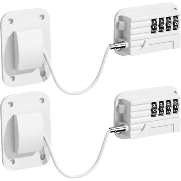 2 Pcs Fridge Lock, Heavy Duty Combination Refrigerator Lock Child Proof Door Lock for Fridge, Cabinets, Window, Drawers, Adhesive Installation, No Drilling Required (White)