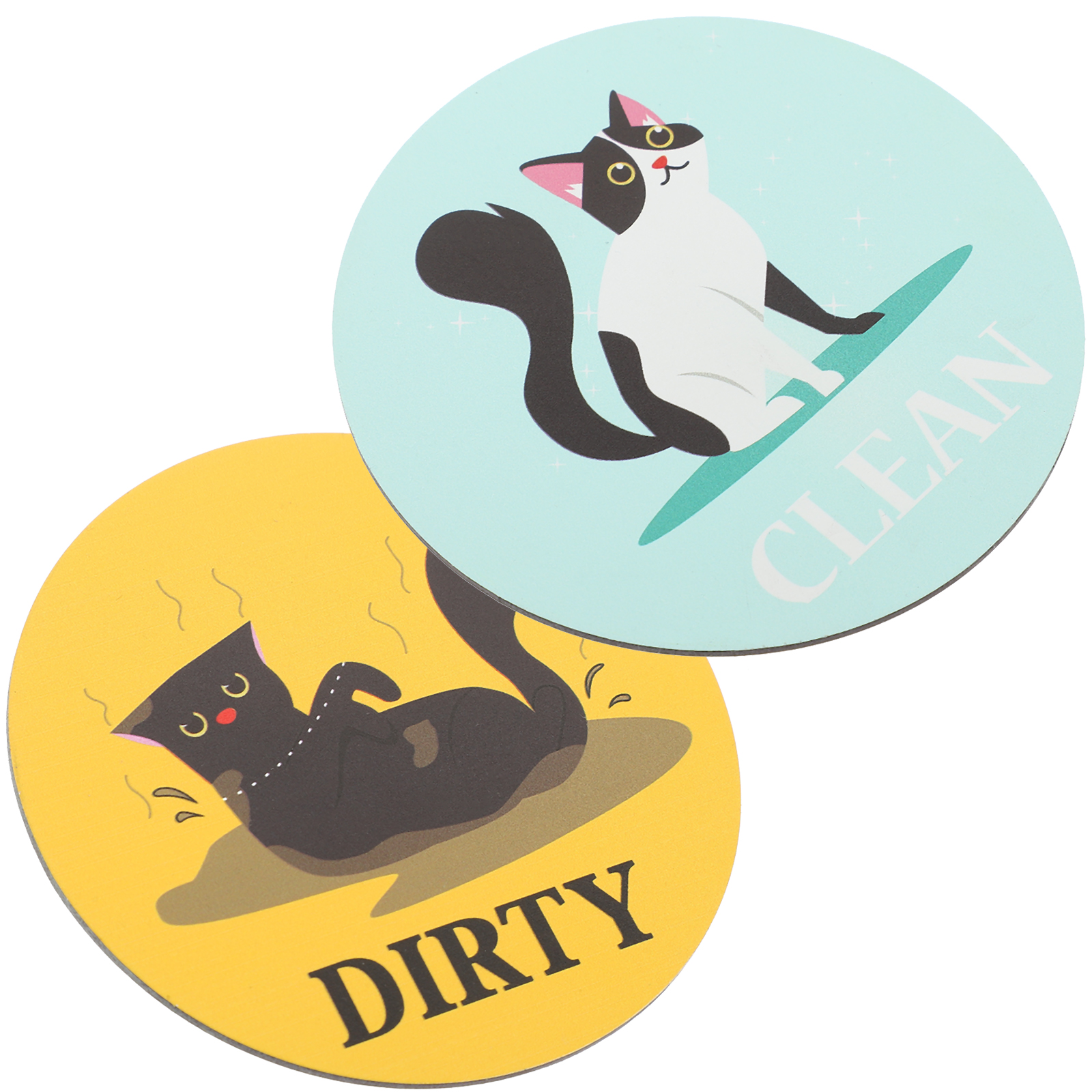 2 Pcs Fridge Dishwasher Dirty Sign Clean for Decor Emblems