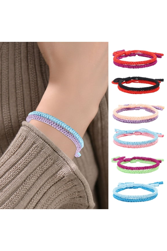 2 Pcs Friendship Bracelets Hand-woven Braided Rope Adjustable Woven Bracelet Symbolic Colors for Meaningful Unity Symbol Blessings Connections Wrist Jewelry