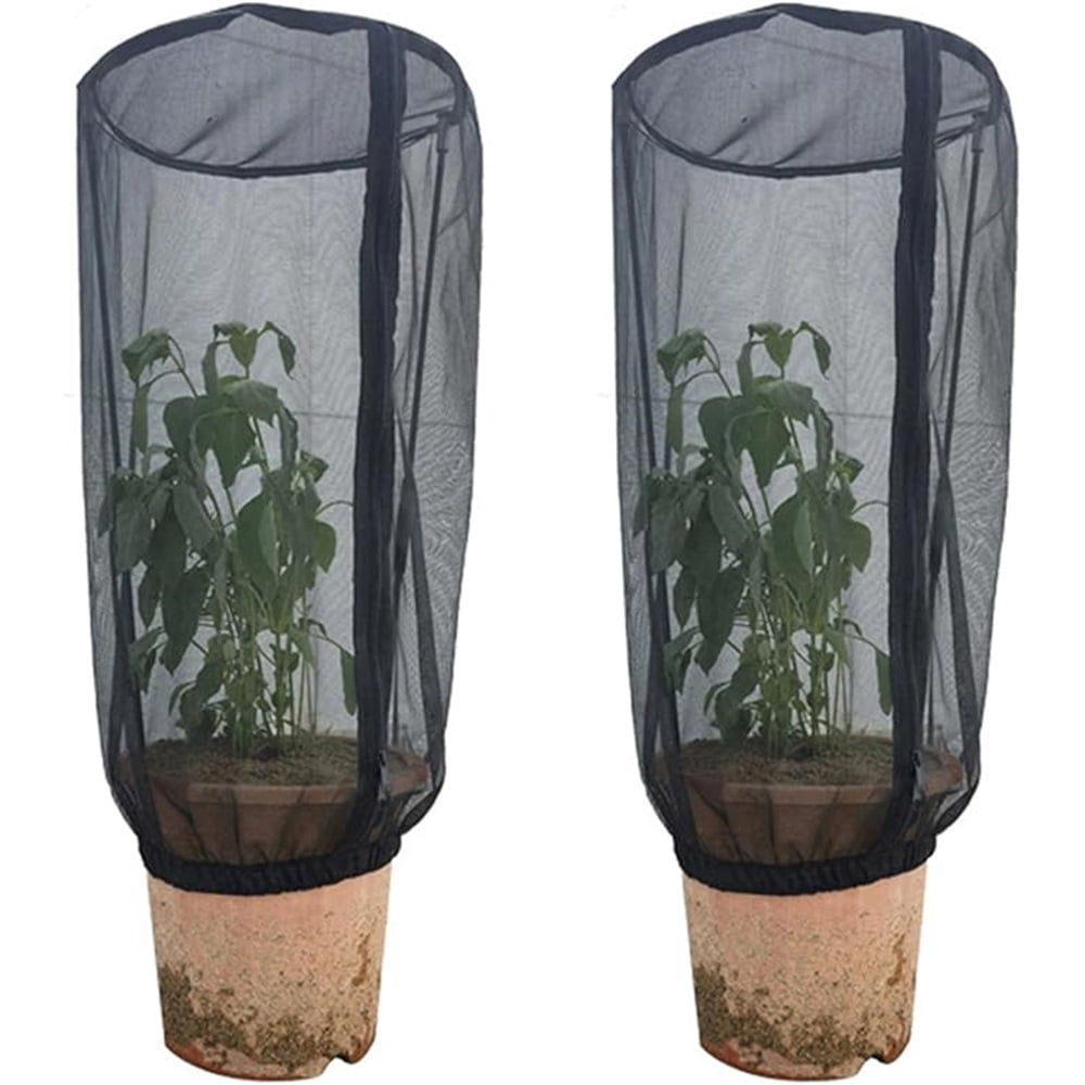 2 Pcs Fruit Tree Netting with Zipper, 25*50cm Insect & Bird Netting for Garden Protection, Ultra-Fine Mesh Garden Netting Pest Barrier, Bush Netting Cover（Only mesh cover）