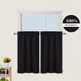 thumbnail image 1 of 2 Pcs Full Blackout Tier Curtain, Rod Pocket Light Blocking Small Curtain, 1 of 7