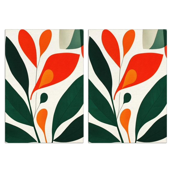 2 Pcs Funny Kitchen Towels,Abstract Leaves Microfiber Dish Towels,Kitchen Tea Towels,Kitchen Towel Set (18" X 26")
