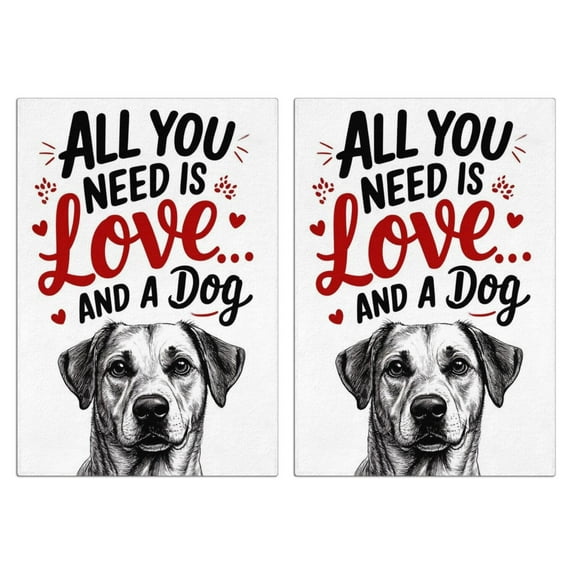 2 Pcs Funny Kitchen Towels,All You Need Is Love and a Dog Microfiber Dish Towels,Kitchen Tea Towels,Kitchen Towel Set (18" X 26")