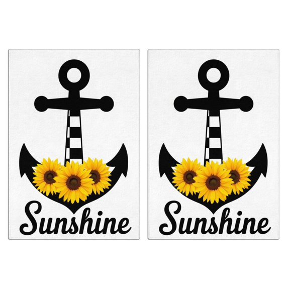 2 Pcs Funny Kitchen Towels,Anchor with Sunflowers and Sunshine Microfiber Dish Towels,Kitchen Tea Towels,Kitchen Towel Set (18" X 26")