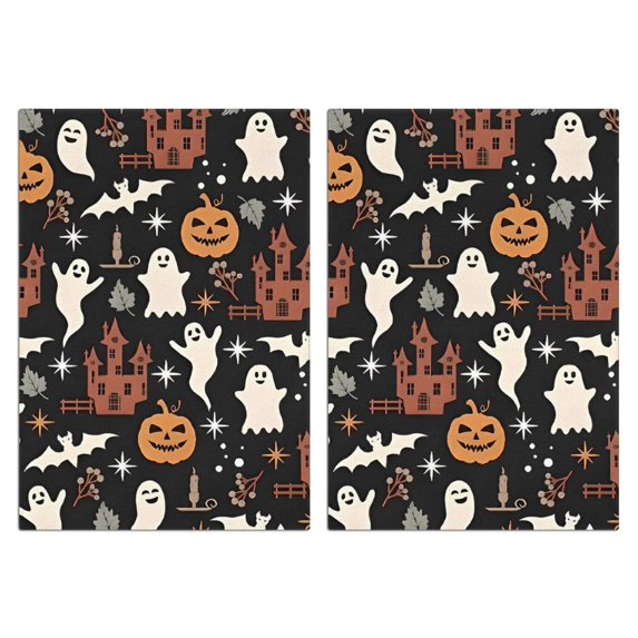 2 Pcs Funny Kitchen Towels,Autumn Halloween Scene Pattern Microfiber Dish Towels,Kitchen Tea Towels,Kitchen Towel Set (18" X 26")