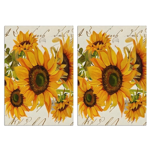 2 Pcs Funny Kitchen Towels,Beige Calligraphy Sunflower Pattern Microfiber Dish Towels,Kitchen Tea Towels,Kitchen Towel Set (18" X 26")