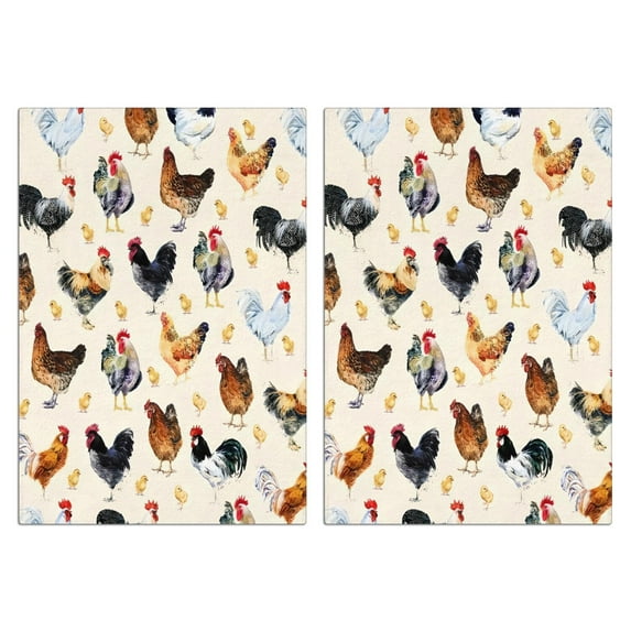 2 Pcs Funny Kitchen Towels,Beige Chicken Watercolor Pattern Microfiber Dish Towels,Kitchen Tea Towels,Kitchen Towel Set (18" X 26")