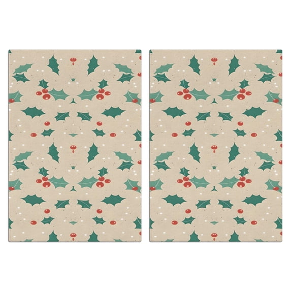 2 Pcs Funny Kitchen Towels,Beige Christmas Holly Pattern Microfiber Dish Towels,Kitchen Tea Towels,Kitchen Towel Set (18" X 26")