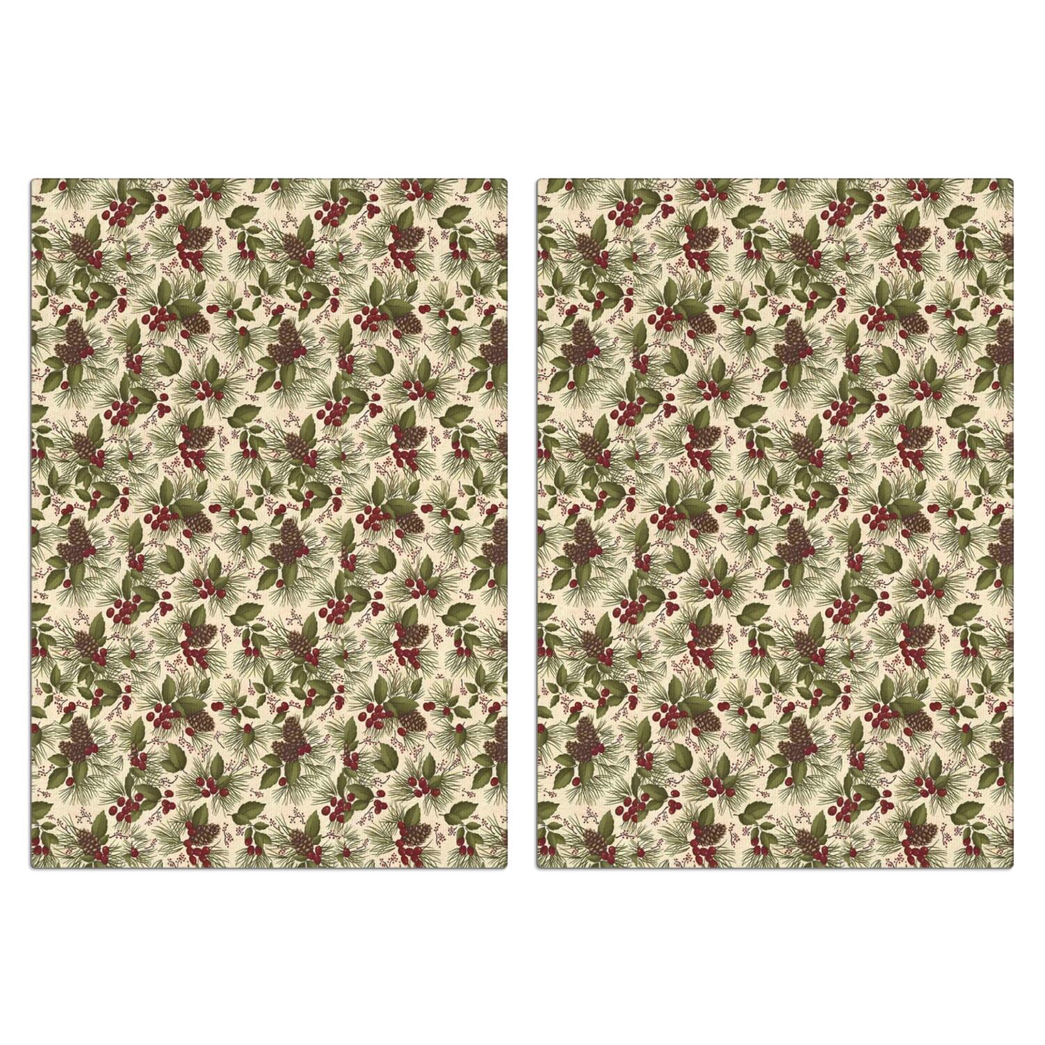 2 Pcs Funny Kitchen Towels,Beige Christmas Pine Cone Pattern Microfiber Dish Towels,Kitchen Tea Towels,Kitchen Towel Set (18" X 26")