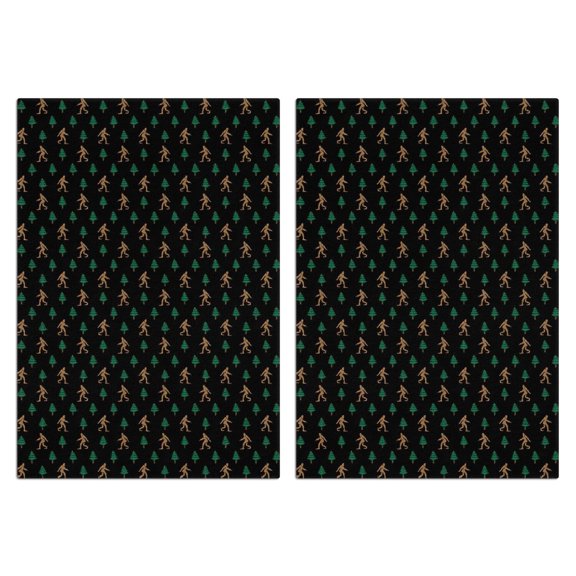 2 Pcs Funny Kitchen Towels,Black Bigfoot and Tree Pattern Microfiber Dish Towels,Kitchen Tea Towels,Kitchen Towel Set (18" X 26")