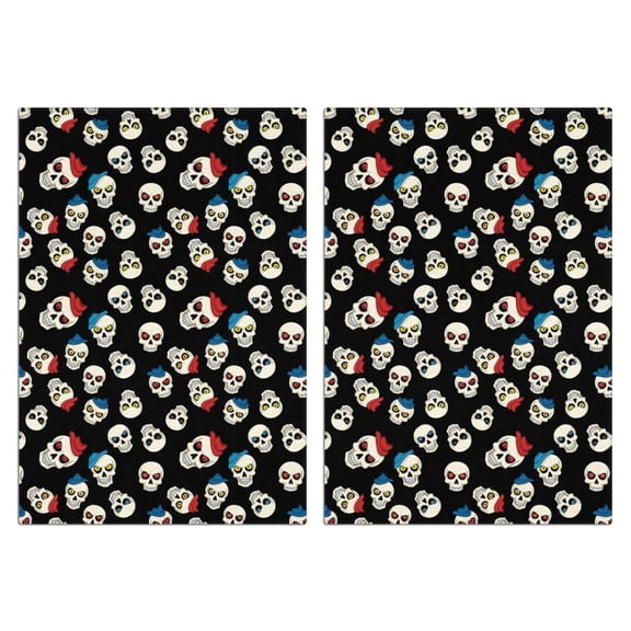 2 Pcs Funny Kitchen Towels,Black Cartoon Skull Pattern Microfiber Dish Towels,Kitchen Tea Towels,Kitchen Towel Set (18" X 26")