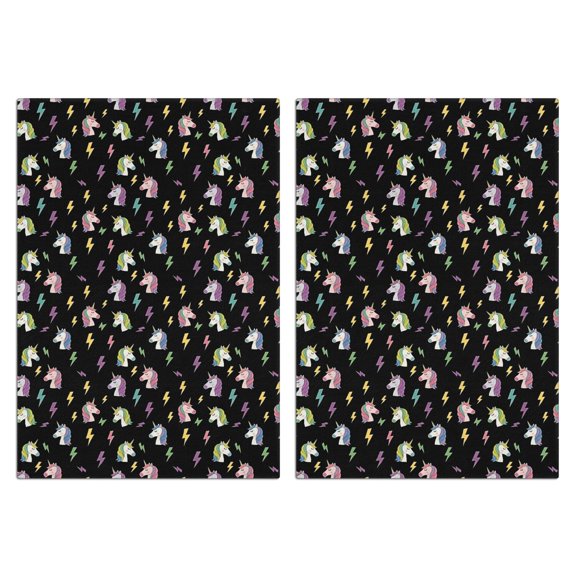 2 Pcs Funny Kitchen Towels,Black Cartoon Unicorn Lightning Pattern Microfiber Dish Towels,Kitchen Tea Towels,Kitchen Towel Set (18" X 26")