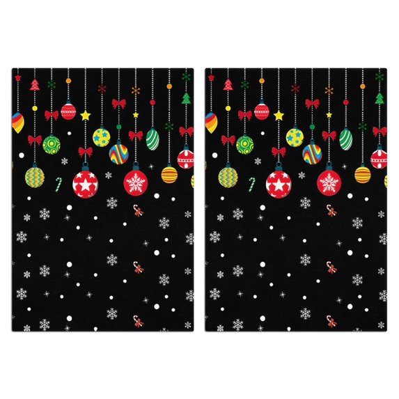 2 Pcs Funny Kitchen Towels,Black Christmas Ornament Pattern Microfiber Dish Towels,Kitchen Tea Towels,Kitchen Towel Set (18" X 26")