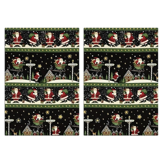 2 Pcs Funny Kitchen Towels,Black Christmas Santa Pattern Microfiber Dish Towels,Kitchen Tea Towels,Kitchen Towel Set (18" X 26")