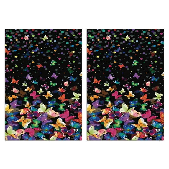2 Pcs Funny Kitchen Towels,Black Colorful Dot Butterfly Pattern Microfiber Dish Towels,Kitchen Tea Towels,Kitchen Towel Set (18" X 26")