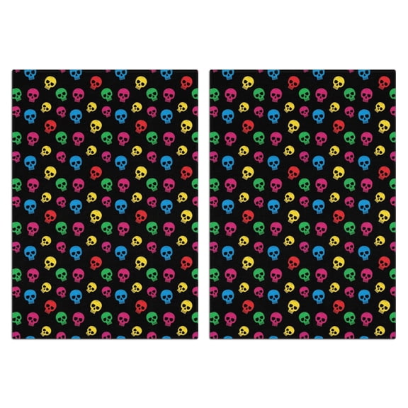 2 Pcs Funny Kitchen Towels,Black Colorful Skull Pattern Microfiber Dish Towels,Kitchen Tea Towels,Kitchen Towel Set (18" X 26")