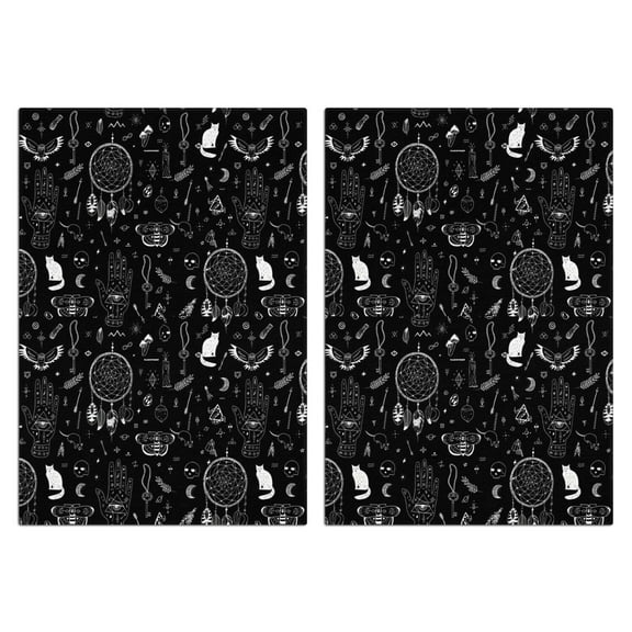 2 Pcs Funny Kitchen Towels,Black Gothic Cat Dreamcatcher Pattern Microfiber Dish Towels,Kitchen Tea Towels,Kitchen Towel Set (18" X 26")