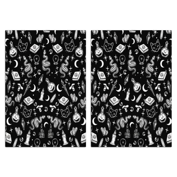 2 Pcs Funny Kitchen Towels,Black Gothic Cat Snake Moon Pattern Microfiber Dish Towels,Kitchen Tea Towels,Kitchen Towel Set (18" X 26")