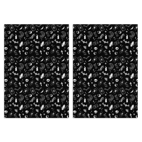 2 Pcs Funny Kitchen Towels,Black Gothic Skull Spider Pattern Microfiber Dish Towels,Kitchen Tea Towels,Kitchen Towel Set (18" X 26")