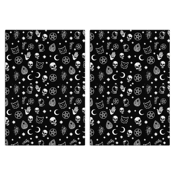 2 Pcs Funny Kitchen Towels,Black Gothic Skull Star Pattern Microfiber Dish Towels,Kitchen Tea Towels,Kitchen Towel Set (18" X 26")