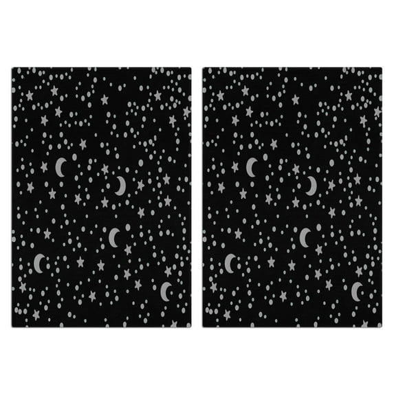 2 Pcs Funny Kitchen Towels,Black Gray Star Moon Pattern Microfiber Dish Towels,Kitchen Tea Towels,Kitchen Towel Set (18" X 26")