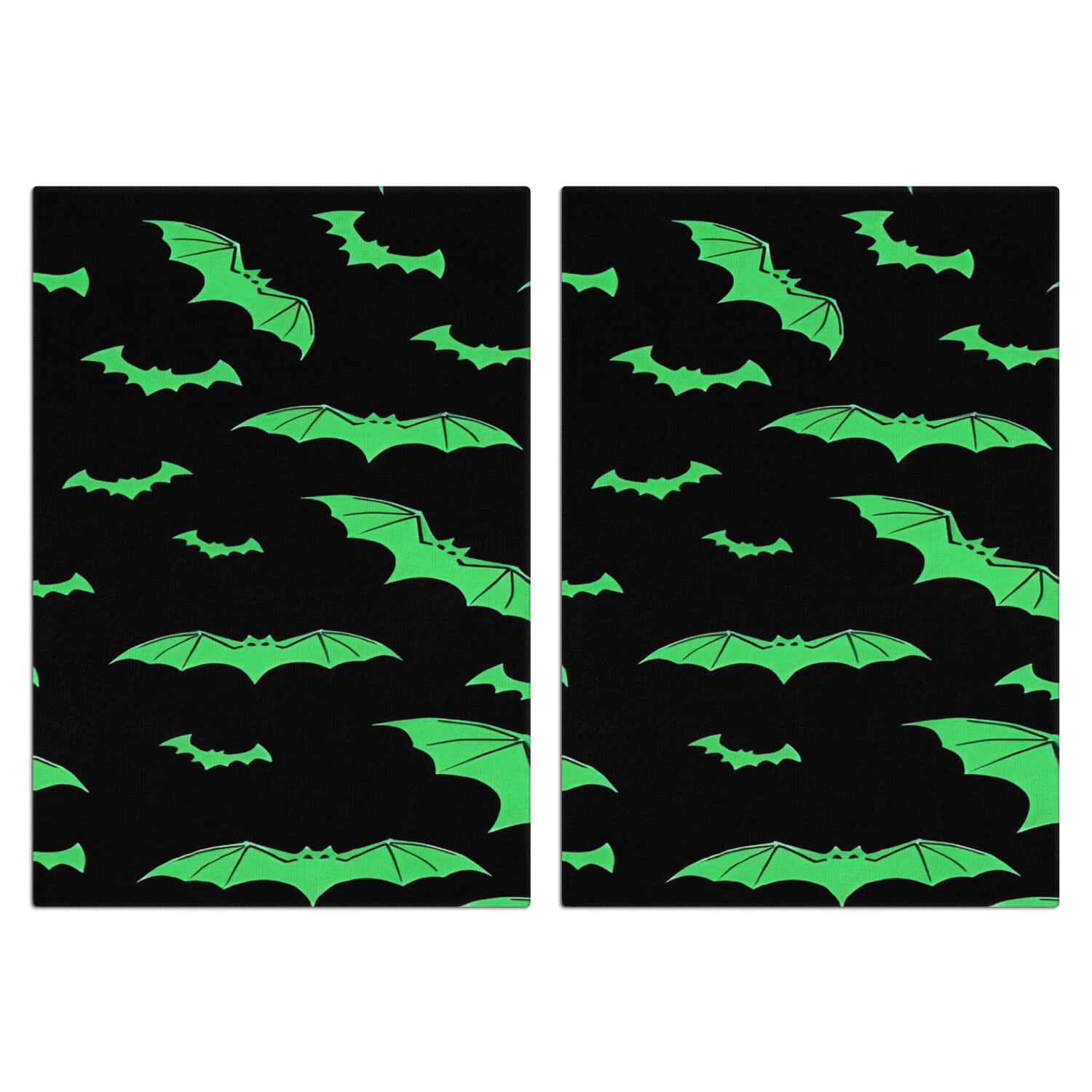 2 Pcs Funny Kitchen Towels,Black Halloween Bats with Green Microfiber Dish Towels,Kitchen Tea Towels,Kitchen Towel Set (18" X 26")