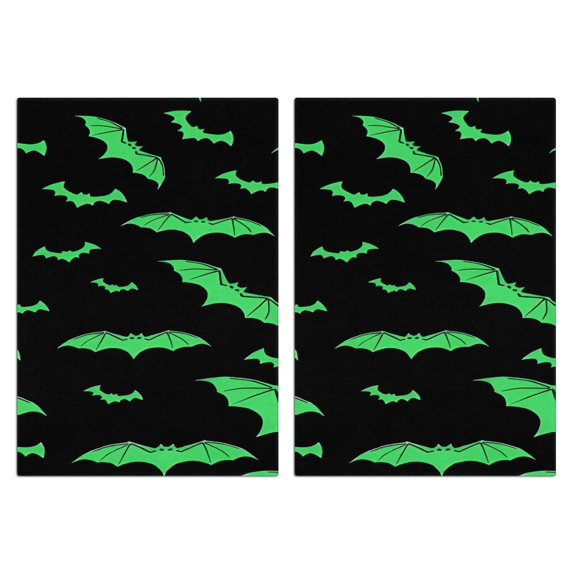 2 Pcs Funny Kitchen Towels,Black Halloween Bats with Green Microfiber Dish Towels,Kitchen Tea Towels,Kitchen Towel Set (18" X 26")