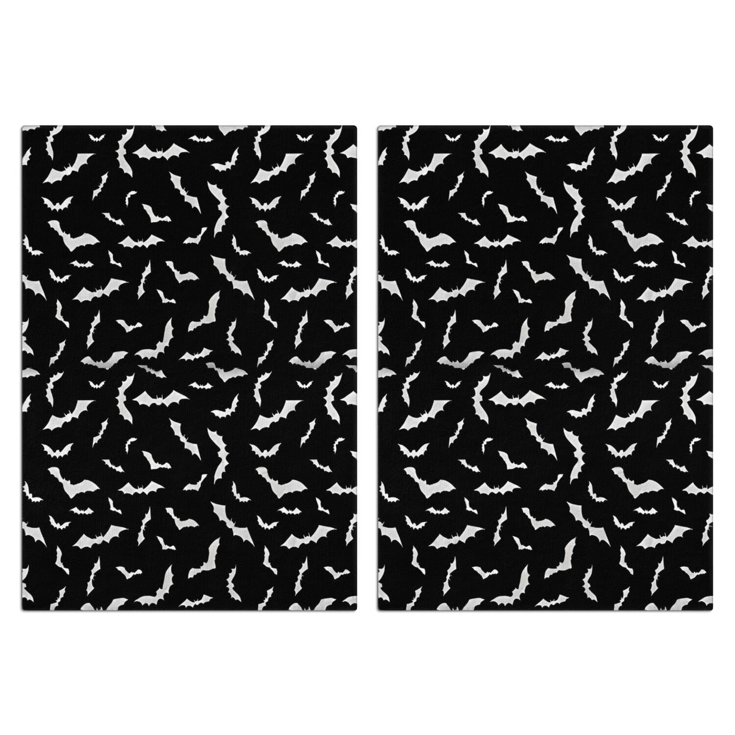 2 Pcs Funny Kitchen Towels,Black Halloween Bats with White Microfiber Dish Towels,Kitchen Tea Towels,Kitchen Towel Set (18" X 26")