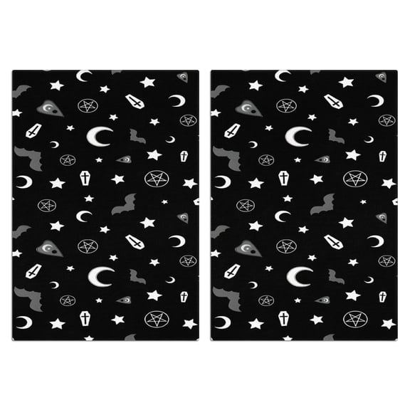 2 Pcs Funny Kitchen Towels,Black Halloween Occult Patterns Microfiber Dish Towels,Kitchen Tea Towels,Kitchen Towel Set (18" X 26")