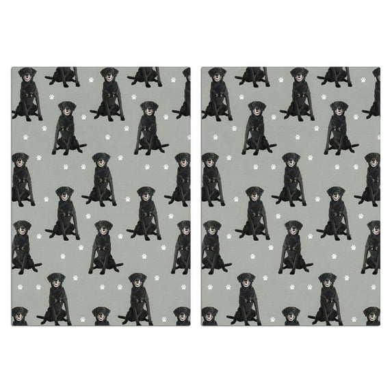 2 Pcs Funny Kitchen Towels,Black Labrador Microfiber Dish Towels,Kitchen Tea Towels,Kitchen Towel Set (18" X 26")