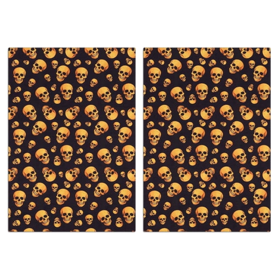 2 Pcs Funny Kitchen Towels,Black Orange Skull Pattern Microfiber Dish Towels,Kitchen Tea Towels,Kitchen Towel Set (18" X 26")