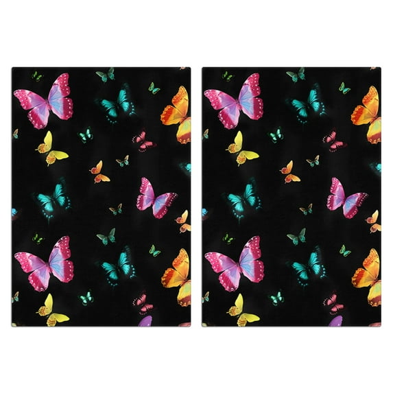 2 Pcs Funny Kitchen Towels,Black Pink Blue Butterfly Pattern Microfiber Dish Towels,Kitchen Tea Towels,Kitchen Towel Set (18" X 26")