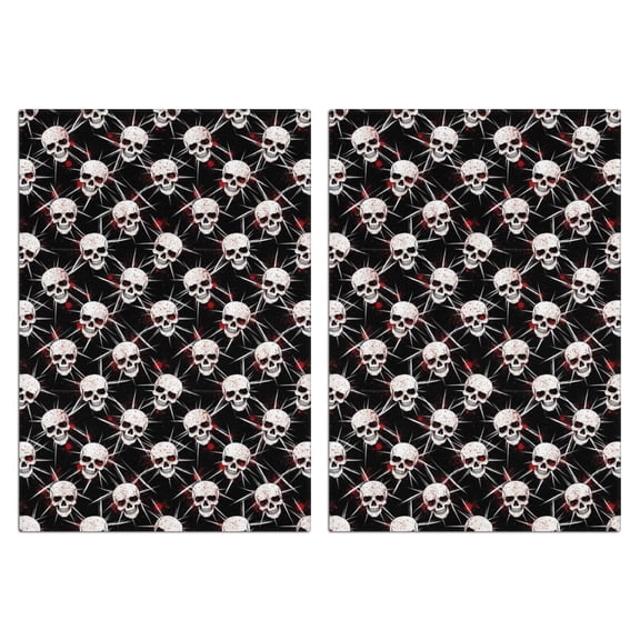 2 Pcs Funny Kitchen Towels,Black Red Skull Burst Pattern Microfiber Dish Towels,Kitchen Tea Towels,Kitchen Towel Set (18" X 26")