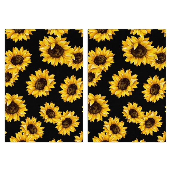 2 Pcs Funny Kitchen Towels,Black Sunflower Microfiber Dish Towels,Kitchen Tea Towels,Kitchen Towel Set (18" X 26")