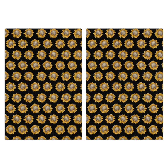 2 Pcs Funny Kitchen Towels,Black Sunflower Microfiber Dish Towels,Kitchen Tea Towels,Kitchen Towel Set (18" X 26")