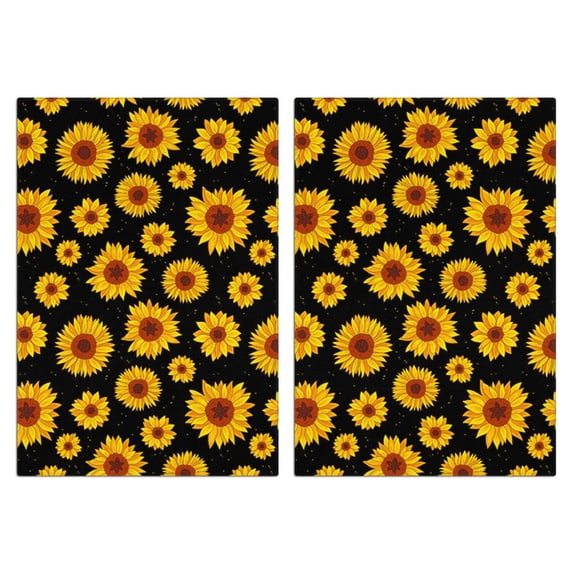 2 Pcs Funny Kitchen Towels,Black Sunflower Microfiber Dish Towels,Kitchen Tea Towels,Kitchen Towel Set (18" X 26")