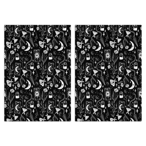 2 Pcs Funny Kitchen Towels,Black Tarot Moon Moth Pattern Microfiber Dish Towels,Kitchen Tea Towels,Kitchen Towel Set (18" X 26")
