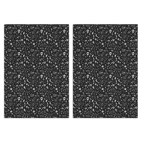 2 Pcs Funny Kitchen Towels,Black White Gothic Witch Skull Pattern Microfiber Dish Towels,Kitchen Tea Towels,Kitchen Towel Set (18" X 26")