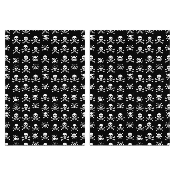 2 Pcs Funny Kitchen Towels,Black White Skull Cross Pattern Microfiber Dish Towels,Kitchen Tea Towels,Kitchen Towel Set (18" X 26")