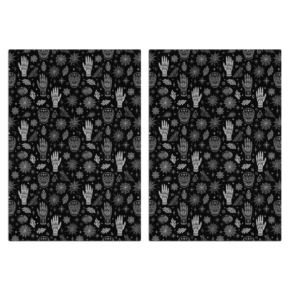 2 Pcs Funny Kitchen Towels,Black White Skull Hand Spider Pattern Microfiber Dish Towels,Kitchen Tea Towels,Kitchen Towel Set (18" X 26")