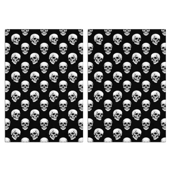 2 Pcs Funny Kitchen Towels,Black White Skull Pattern Microfiber Dish Towels,Kitchen Tea Towels,Kitchen Towel Set (18" X 26")