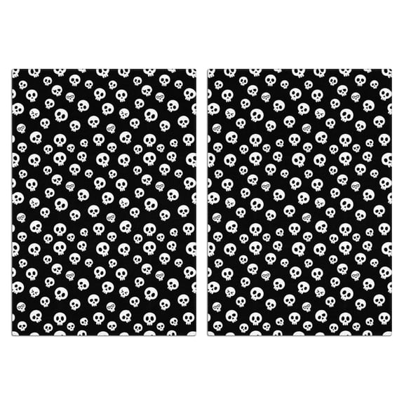 2 Pcs Funny Kitchen Towels,Black White Skull Pattern Microfiber Dish Towels,Kitchen Tea Towels,Kitchen Towel Set (18" X 26")