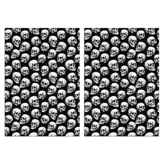 2 Pcs Funny Kitchen Towels,Black White Skull Pattern Microfiber Dish Towels,Kitchen Tea Towels,Kitchen Towel Set (18" X 26")
