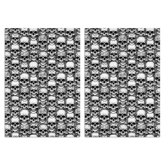 2 Pcs Funny Kitchen Towels,Black White Skull Stack Pattern Microfiber Dish Towels,Kitchen Tea Towels,Kitchen Towel Set (18" X 26")