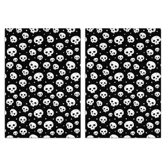 2 Pcs Funny Kitchen Towels,Black White Tiny Skull Pattern Microfiber Dish Towels,Kitchen Tea Towels,Kitchen Towel Set (18" X 26")