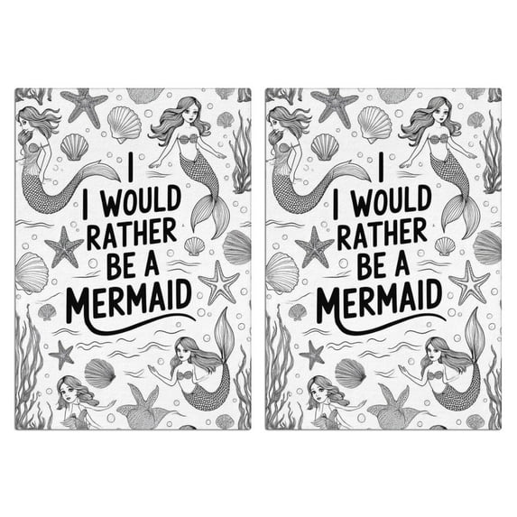 2 Pcs Funny Kitchen Towels,Black and White Mermaid Microfiber Dish Towels,Kitchen Tea Towels,Kitchen Towel Set (18" X 26")