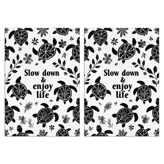 2 Pcs Funny Kitchen Towels,Black and White Sea Turtle Microfiber Dish Towels,Kitchen Tea Towels,Kitchen Towel Set (18" X 26")