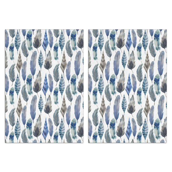 2 Pcs Funny Kitchen Towels,Blue Boho Tribal Feathers Pattern Microfiber Dish Towels,Kitchen Tea Towels,Kitchen Towel Set (18" X 26")